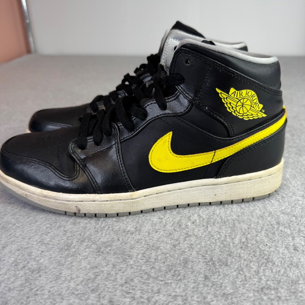 Jordan Air Jordan 1 Mid Retro Mens Size 9 Black Yellow 554724-070 Sneakers - Picture 12 of 12